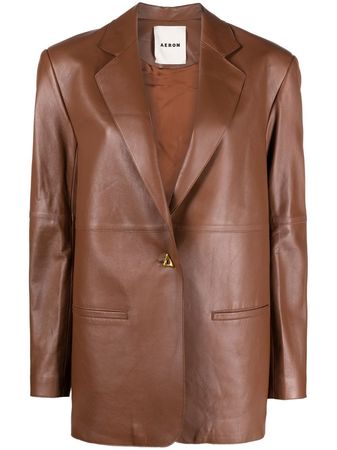 AERON single-breasted Leather Blazer
