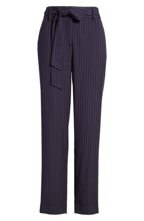 Halogen® Brooklyn Pinstripe Tie Waist Pants (Regular & Petite) | Nordstrom