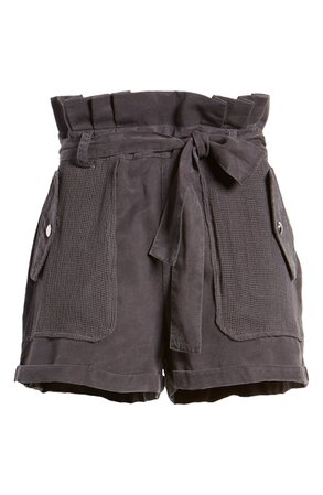 BLANKNYC Paperbag Waist Patch Pocket Shorts black