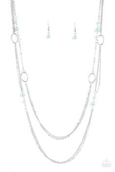 Chain, white and blue perl necklace