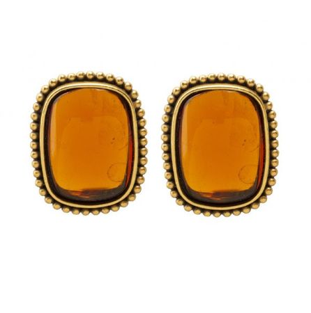 Saint Laurent - Vintage orange cabochon earrings - 4element