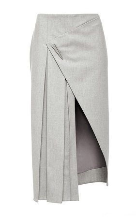 Grey Wool Pleated Midi Skirt by Prabal Gurung | Moda Operandi