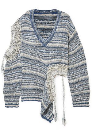 Stella McCartney | Asymmetric cutout striped knitted sweater | NET-A-PORTER.COM