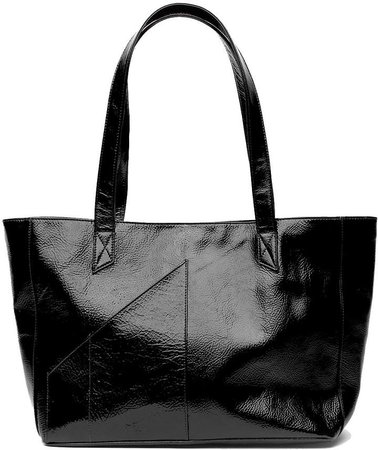 Holly & Tanager - Commuter Tote Bag In Patent Black