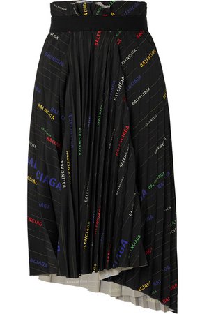 Balenciaga | Asymmetric pleated printed crepe midi skirt | NET-A-PORTER.COM