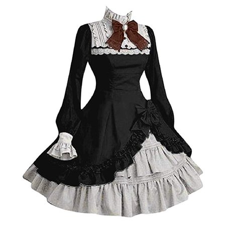 Amazon.com: Women's Dresses,Venfamo Cap Sleeve Bow Tie Ruffle Dress Medieval Gothic Lolita Mini Dress Princess Dress: Clothing