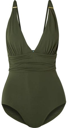 Panarea Ruched Swimsuit - Army green