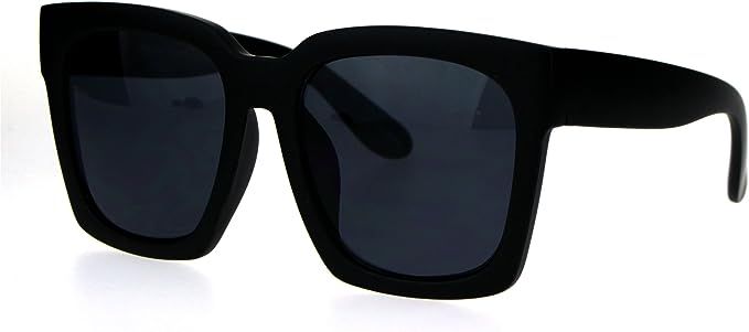 Amazon.com: Womens Boyfriend Style Oversize Horned Rim Thick Plastic Sunglasses Matte Solid Black : Clothing, Shoes & Jewelry