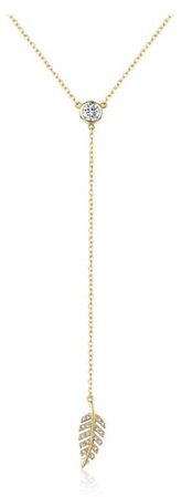 Gold Leaf Lariat Necklace