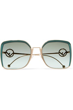 Fendi | Oversized square-frame acetate and gold-tone sunglasses | NET-A-PORTER.COM