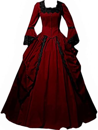 Amazon.com: I-Youth Womens Lace Marie Antoinette Ball Gown Dress Victorian Costume Dresses (XXL, Wine red) : Clothing, Shoes & Jewelry