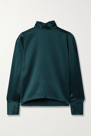 Emerald Sutton silk-satin turtleneck blouse | Sablyn | NET-A-PORTER