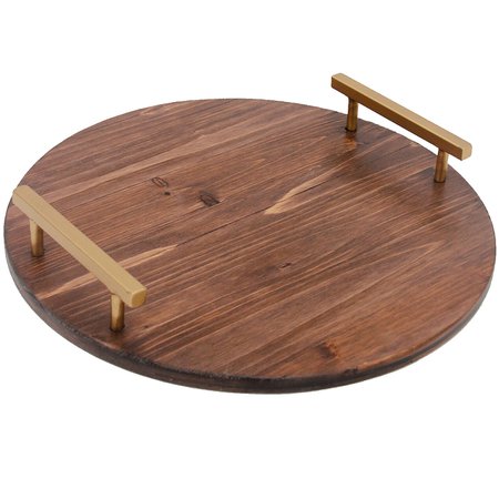 Wood Tray w/ Gold Handles 16-in. | At Home
