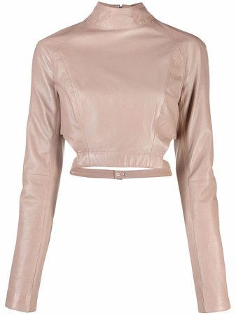 Manokhi cropped leather long-sleeve top - FARFETCH
