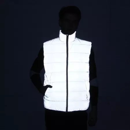 Huaai Puffer Vest Glow Hop Sleeveless Coat Grey Reflective Jacket For Women Hoodless Zipper Warm Short Vest Coat With Pockets Gray XL - Walmart.com