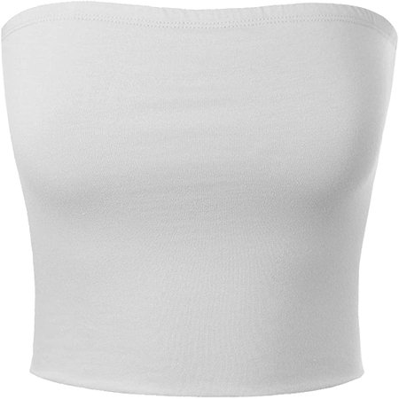 MixMatchy Women's Causal Strapless Double Layered Basic Sexy Tube Top White M at Amazon Women’s Clothing store
