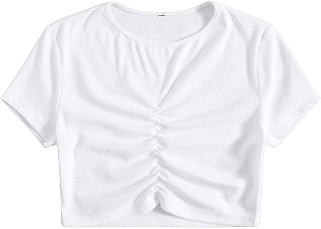 SweatyRocks Women's Summer Short Sleeve Tee Distressed Ripped Crop T-shirt Tops Pink M at Amazon Women’s Clothing store