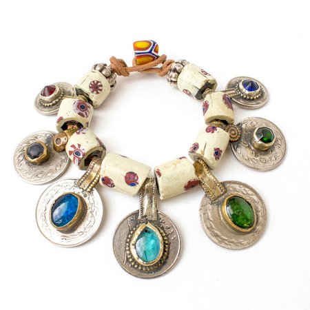 Vintage Moroccan Antique Trading Tribal Beaded Charm Bracelet | Etsy