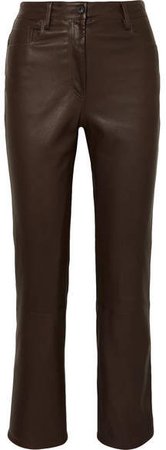 Charlee Leather Straight-leg Pants - Brown