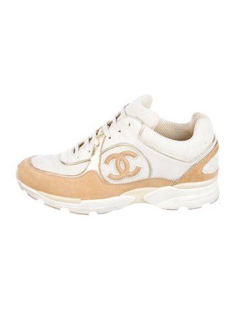 Chanel Interlocking CC Logo Leather Trim Embellishment Chunky Sneakers - Shoes - CHA526129 | The RealReal