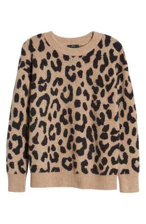 J.Crew Leopard Print Crewneck Sweater | Nordstrom
