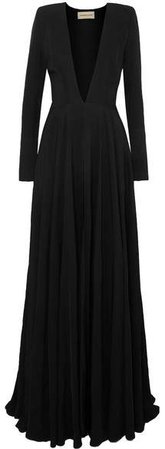 Asymmetric Twill Gown - Black
