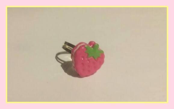 Kawaii pink strawberry ring on Storenvy