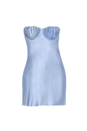 satin blue seashell dress