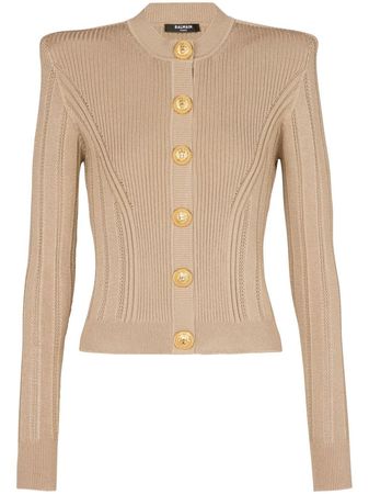 Balmain ribbed-detail Fitted Cardigan - Farfetch