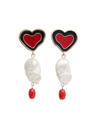 MANGO Heart-shape pearl earrings