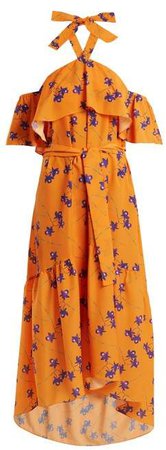 Borgo De Nor - Josephine Orchid Print Off The Shoulder Dress - Womens - Orange Multi