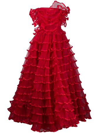 Red Giambattista Valli ruffle layered gown 20FWPVCA503566BAL - Farfetch