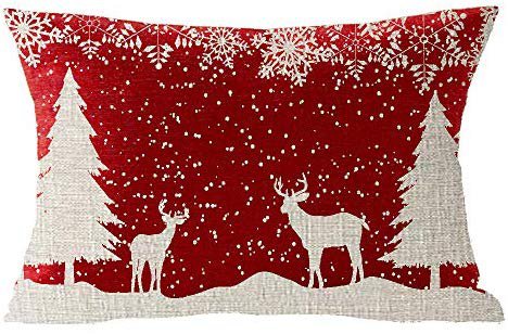 Amazon.com: Happy Winter Snowflake Let It Snow Wild Animal Elk Merry Christmas Cotton Linen Square Throw Waist Pillow Case Decorative Cushion Cover Pillowcase Sofa Lumbar 12x20 inches: Home & Kitchen