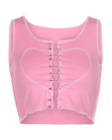 2021 Love Heart Cropped Tank Top Pink S In Tank Tops & Camis Online Store. Best For Sale | Emmiol.com