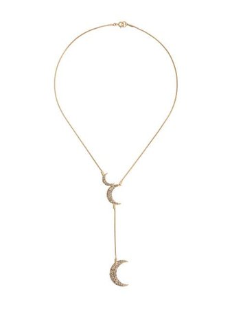 Isabel Marant Rhinestone Embellished Moon Necklace CO027119A009B Gold | Farfetch