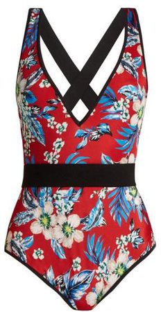 Floral Print Swimsuit - Womens - Red Print