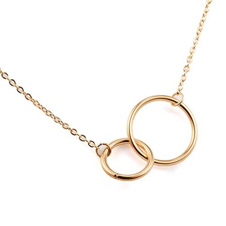 Jude Jewelers Stainless Steel Friendship Eternity Necklace Double Circle Interlocking Infinity (Silver) | Amazon.com