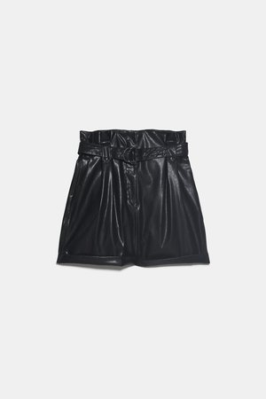 FAUX LEATHER PAPERBAG SHORTS - NEW IN-WOMAN | ZARA United States black