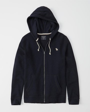 navy blue zip-up hoodie