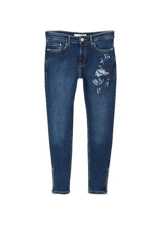 MANGO Floral embroidery slim jeans