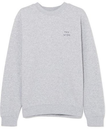 YEAH RIGHT NYC - You Wish Embroidered Cotton-blend Jersey Sweatshirt - Gray