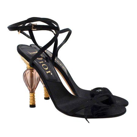 Dior sculpted perfume bottle heel satin sandals SIZE 36 For Sale at 1stdibs