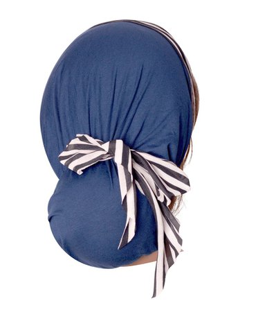 Navy Blue Head Scarf Head Cover Black White Stripes Tichel | Etsy