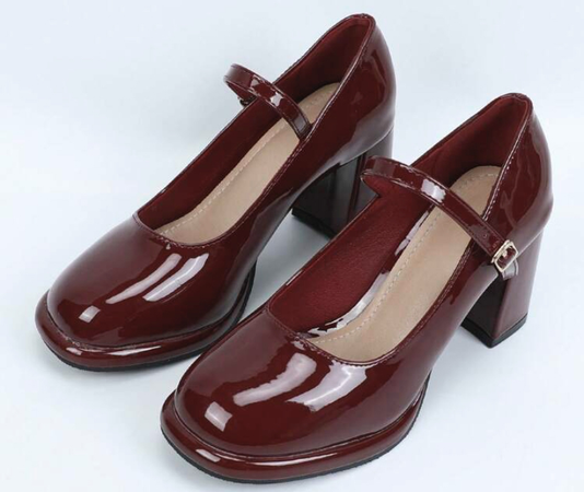 Zapatos Mary Jane burdeos rojos de Shein