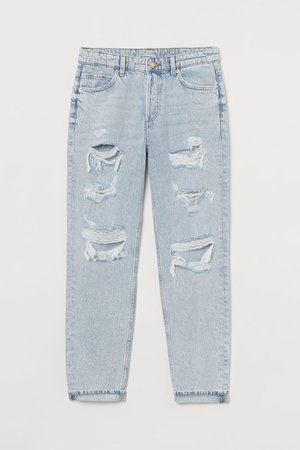 Boyfriend Low Regular Jeans - Light denim blue/trashed - Ladies | H&M US
