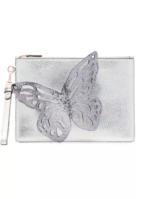 SOPHIA WEBSTER silver Flossy Butterfly leather clutch