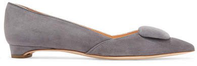 Aga Suede Point-toe Flats - Light gray