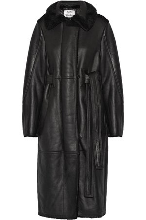 Acne Studios | Fergus leather-paneled shearling coat | NET-A-PORTER.COM