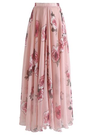 Pink Rose Panache Maxi Skirt - Retro, Indie and Unique Fashion