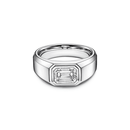 The Charles Tiffany Setting Men's Engagement Ring in Platinum with an Emerald-cut Diamond